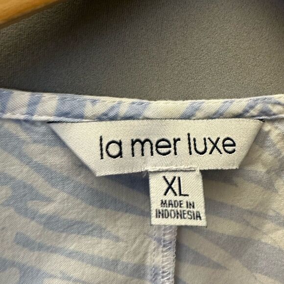 5 for $45 La Mer luxe Top Blouse Shirt Size XL Blue - Picture 4 of 7